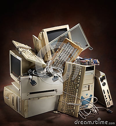 Old computers Stock Photo