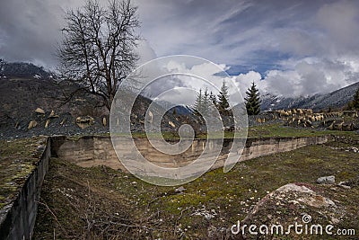 Old concrete fundament in georgia Stock Photo