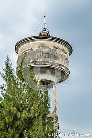 Old concrete water tower. Stock Photo