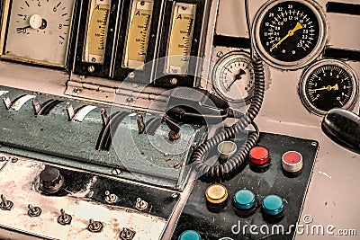 Old control panel and comunication Stock Photo