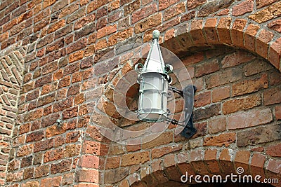 Old copper lantern on wall in Wassenaar, Holland Stock Photo