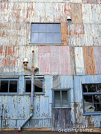 Old Corrugated Steel Industrial Building Stock Photo