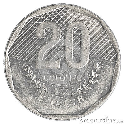 20 old costa rican colones coin Stock Photo