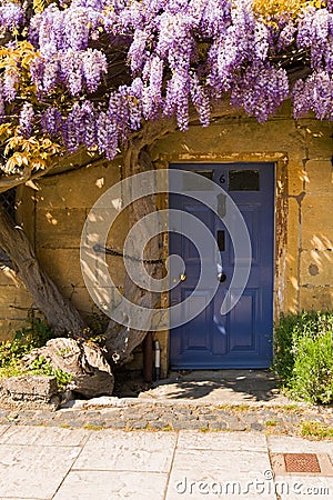 Old cottage entrance door Stock Photo