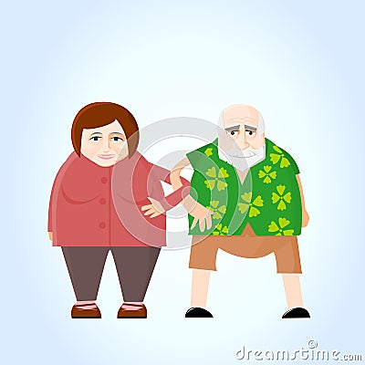 Old couple holding hands Vector Illustration