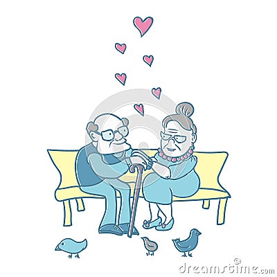 Old couple in love. Vector Illustration