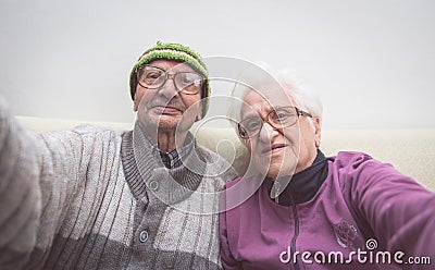 Old couple selfie Stock Photo