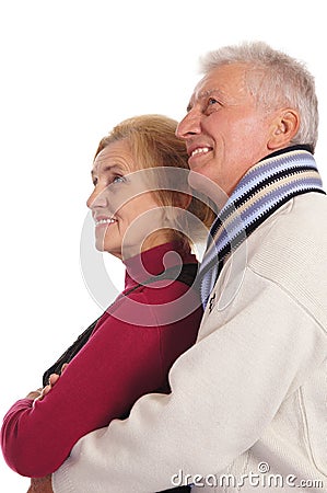 old couple on white Stock Photo