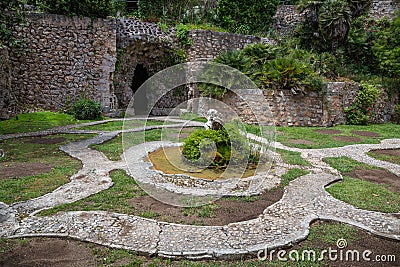 Old Courtyard of the medieval manor Granja, Mallorca Stock Photo