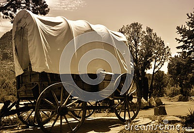 Old covered wagon Stock Photo