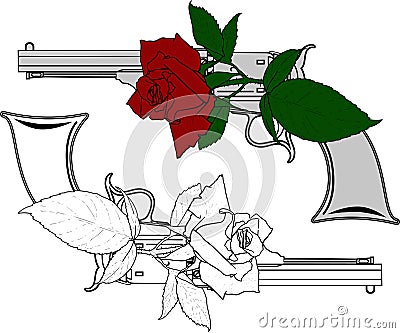 Colt and rose Vector Illustration