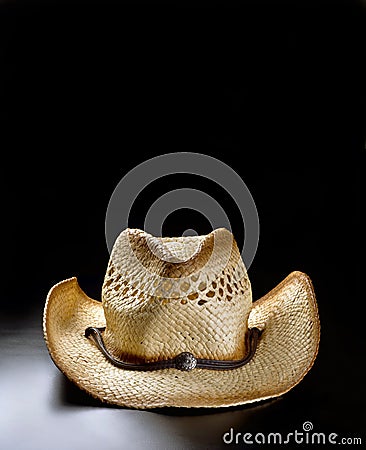 Old Cowboy Straw Hat. Stock Photo