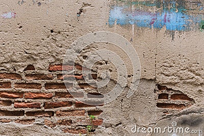 Old crack brick wall dirty grunge building texture Stock Photo