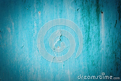 Old cracked painted texture. Rusty blue wood. Stock Photo