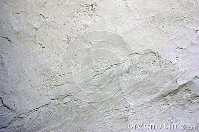 Old cracked whitewashed wall of the wattle and daub house. Close up Stock Photo