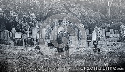 Old creepy cemetery Stock Photo