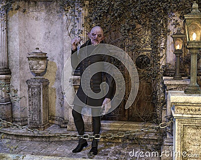 The old creepy Vampire, Night scene. 3D Illustration Stock Photo