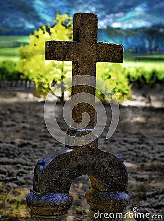 Old Cross Headstone HDR Stock Photo
