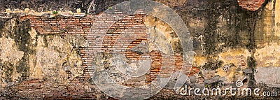 Old, Crumbling, Brick Wall in Georgetown, Penang, Malaysia Stock Photo