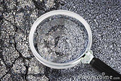 Old damaged cracked asphalt road surface against a new draining asphalt road with an improved adherence surface- Concept image Stock Photo