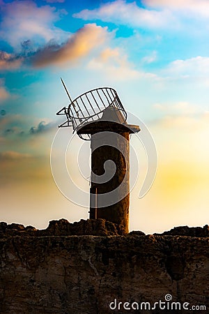 Destroyed light house tower in the town of Batroun Stock Photo