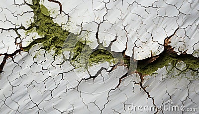 Old, damaged tree trunk with rusty, weathered, eroded paint generated by AI Stock Photo
