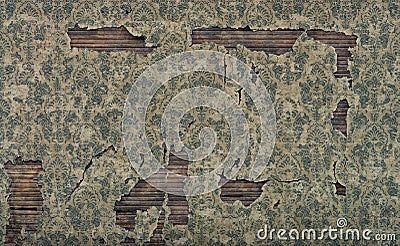 Old damaged vintage wallpaper wall background Stock Photo