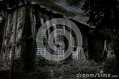 Old dandeli haunted mysterious ghost mill. Stock Photo