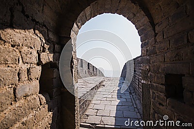 Old Dark Stone Tunnel Inside Great Wall Royalty-Free Stock Photo