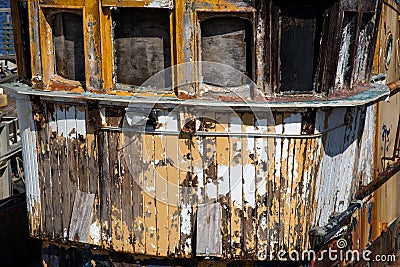 Closeup View of Old Decaying Fishing Boat at a Harbour Location Stock Photo