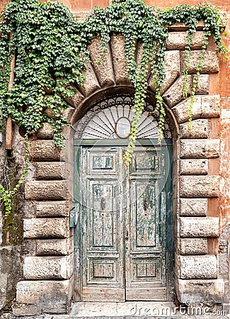 An old decorated vintage door Stock Photo