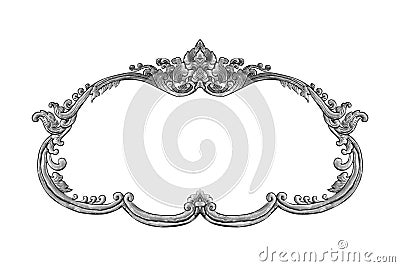 Old decorative silver frame isolated on white Stock Photo