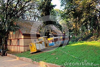 Old and defunct toy train known as Fulrani in Peshwe Park, Pune. Stock Photo