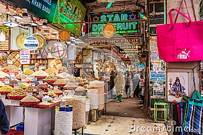 Dry Fruits Market at Khari Baoli, Delhi, India Editorial Stock Photo