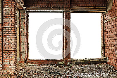 Old destroyed brick ruins Stock Photo