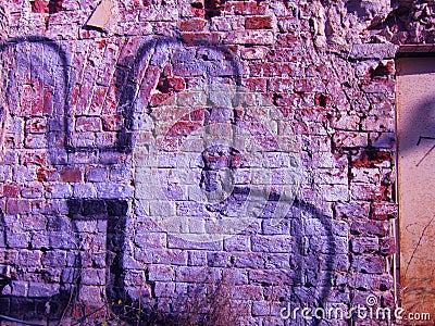 Old destroyed brick wall. red brick texture. IV Stock Photo