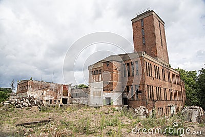 Old destroyed factory in Poland. Urbex made of brick Stock Photo