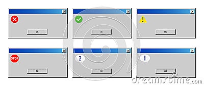 Old dialog window of error alert Vector Illustration