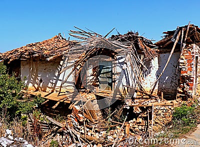 Old dilapidated and abandoned country house Stock Photo