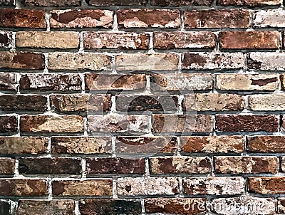 Old dilapidated brick wall. Vintage grunge background, vector Vector Illustration