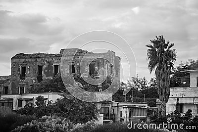 Old dilapidated ruin of a house Stock Photo