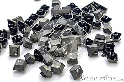 old dirty disassembled copmuter buttons on white background Stock Photo