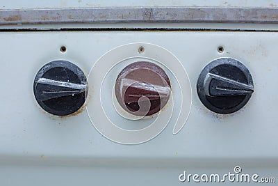 dirty gas stove in an abandoned state. Unsanitary conditions Stock Photo