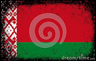 Old dirty grunge vintage belarus national flag illustration Vector Illustration