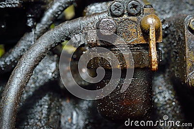 Old dirty motor engine Stock Photo