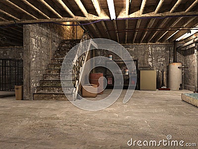 Old Dirty Musty Basement Background Stock Photo