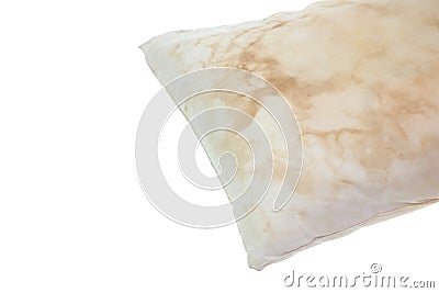Old and dirty pillow isolated on white background Stock Photo