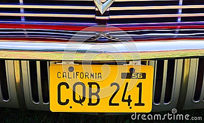 Old discontinued car license plate 1956 Editorial Stock Photo