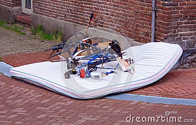 Old disused abandoned bikes Stock Photo