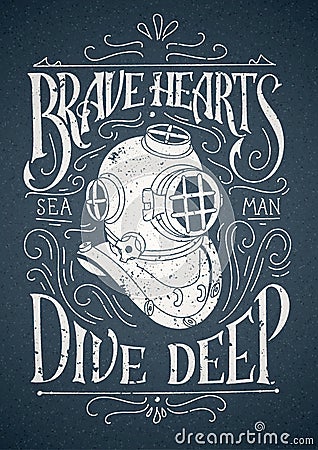 Old Diver Helmet Vector Illustration